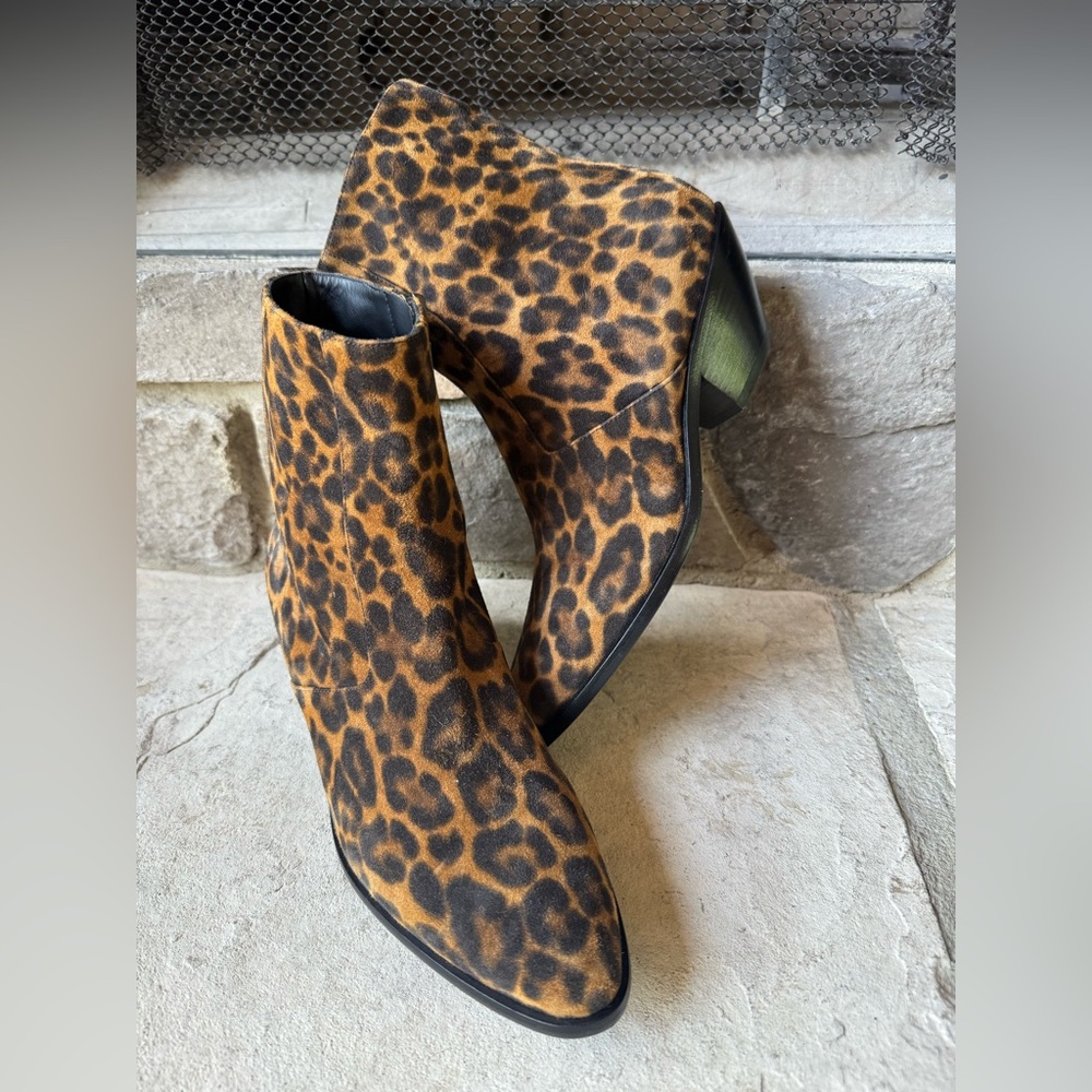 Saint Laurent Paris Leopard Print Ankle Boots Women's Size 6.5 -New Without Box